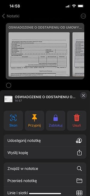 skanowanie aparatem do PDF w iPhone