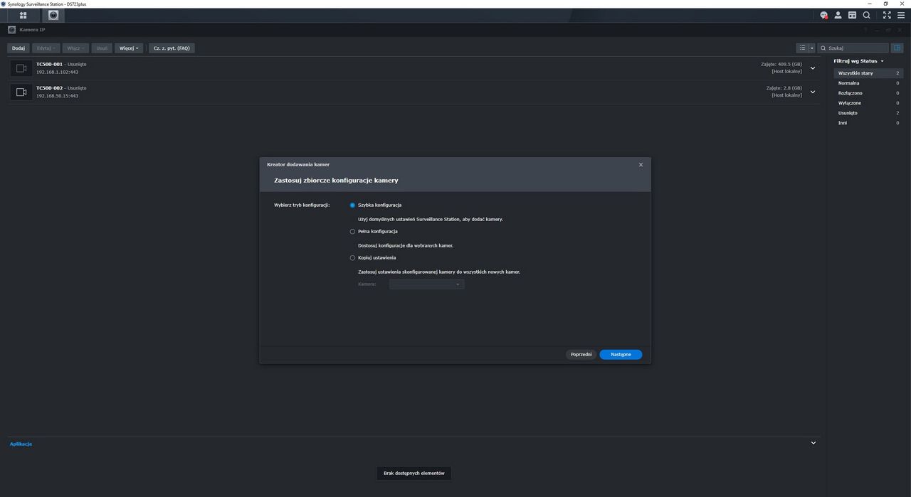 Synology TC500 - szybka konfiguracja