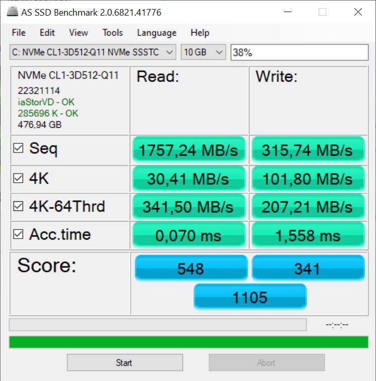 Dell Inspiron 14 7000 -v crystaldiskmark