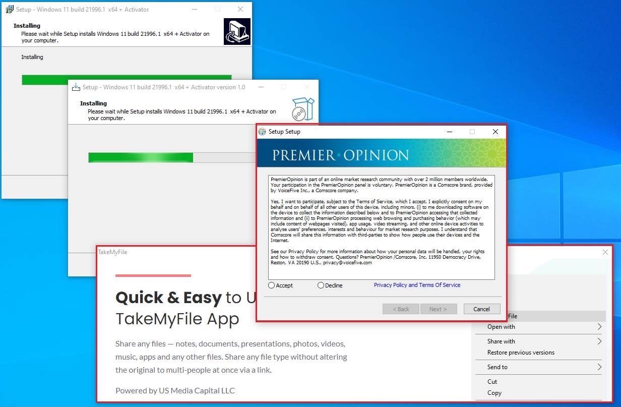 Fałszywy instalator Windows 11