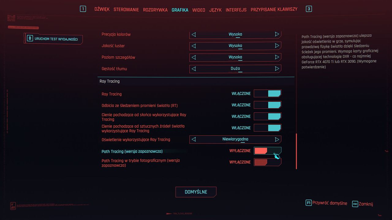 Cyberpunk 2077: Phantom Liberty - ustawienia 4