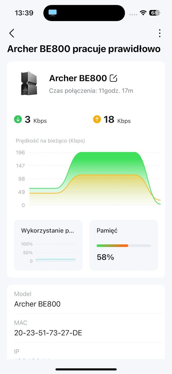 TP-Link Archer BE800 - statystyki 1