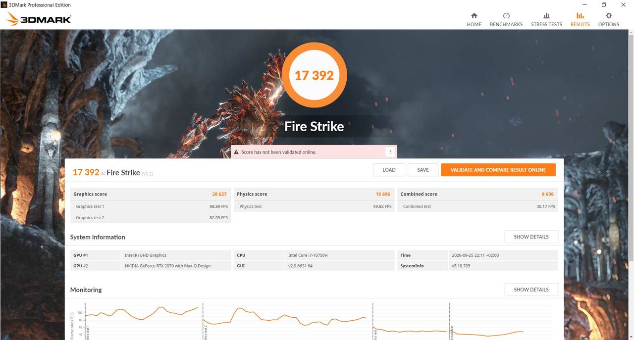 Acer Predator Helios 300 - Fire Strike