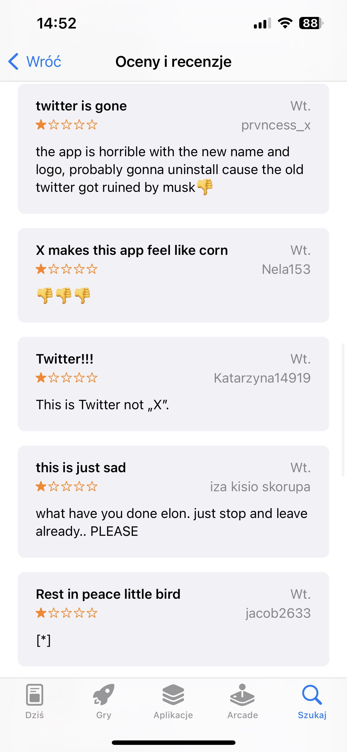 X opinie App Store