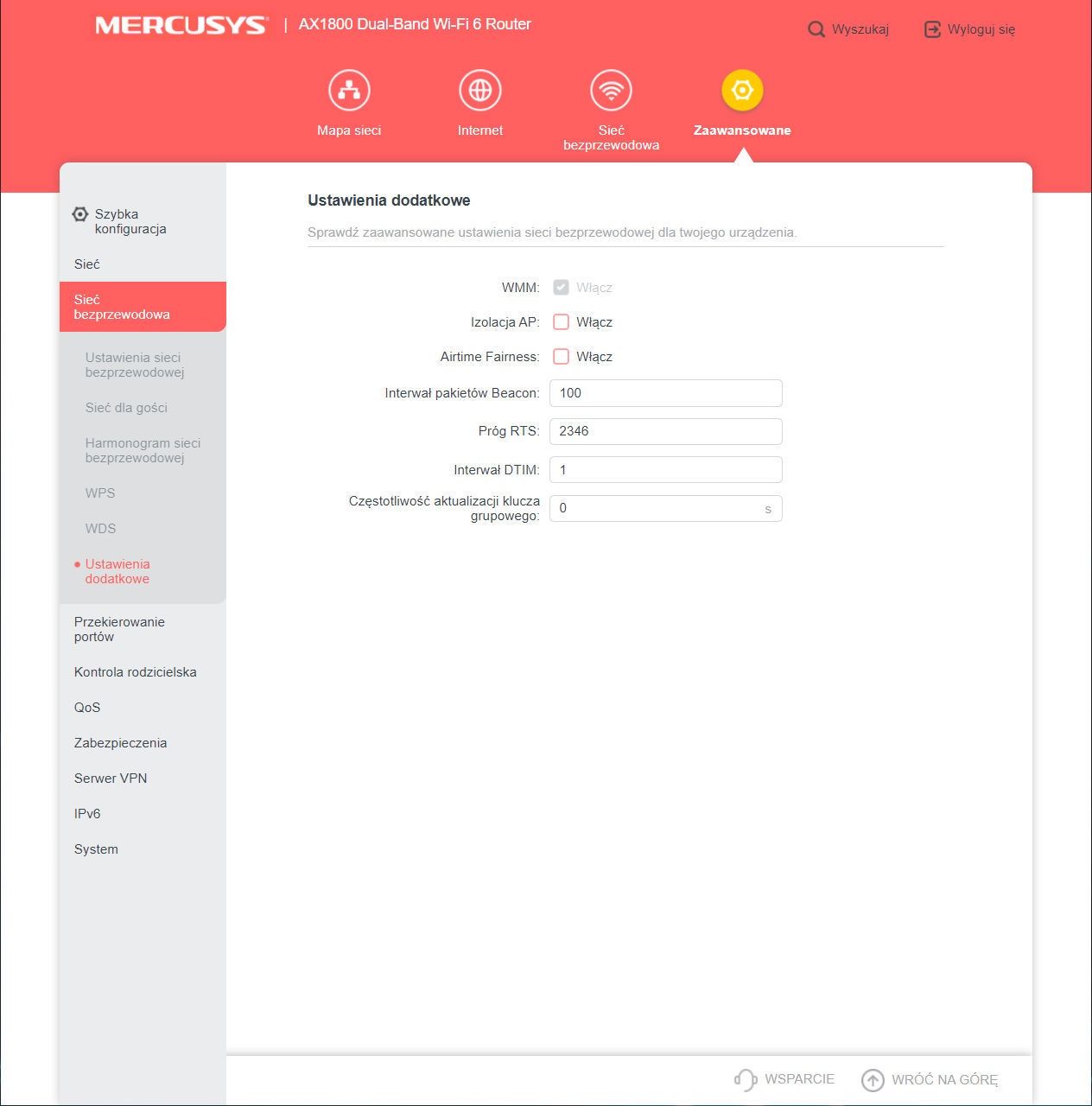 Mercusys MR70X - zaawansowane ustawienia Wi-Fi 2