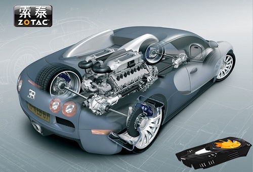 por&oacute;wnanie karty graficznej Zotac GTX 560 Destroyer DTC do samochodu Bugatti Veyron