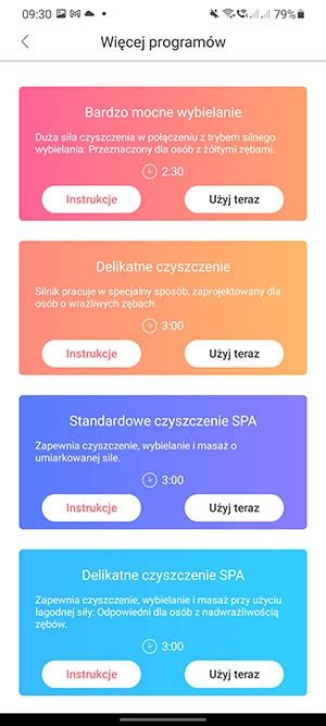 Oclean programy mycia zębów