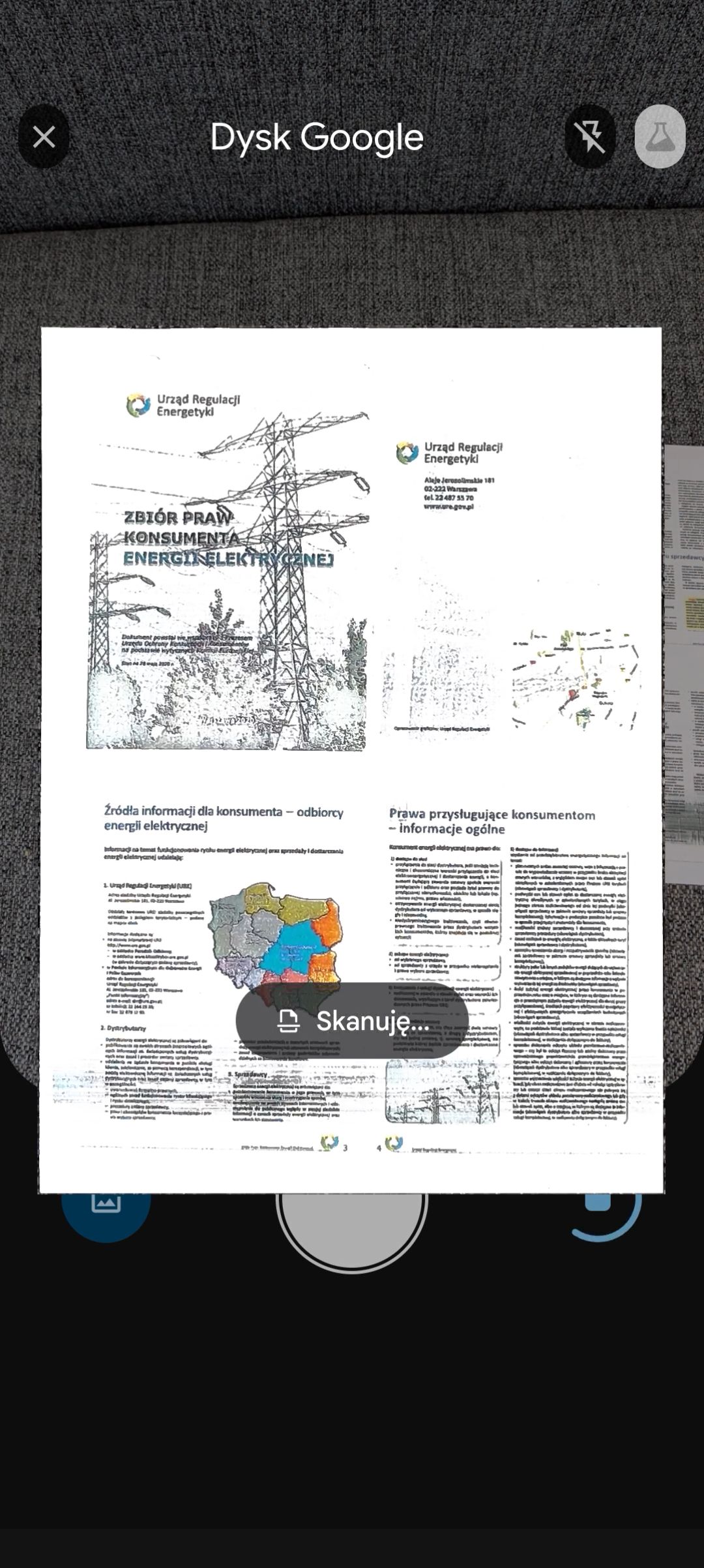Skaner dokumentów w Dysku Google