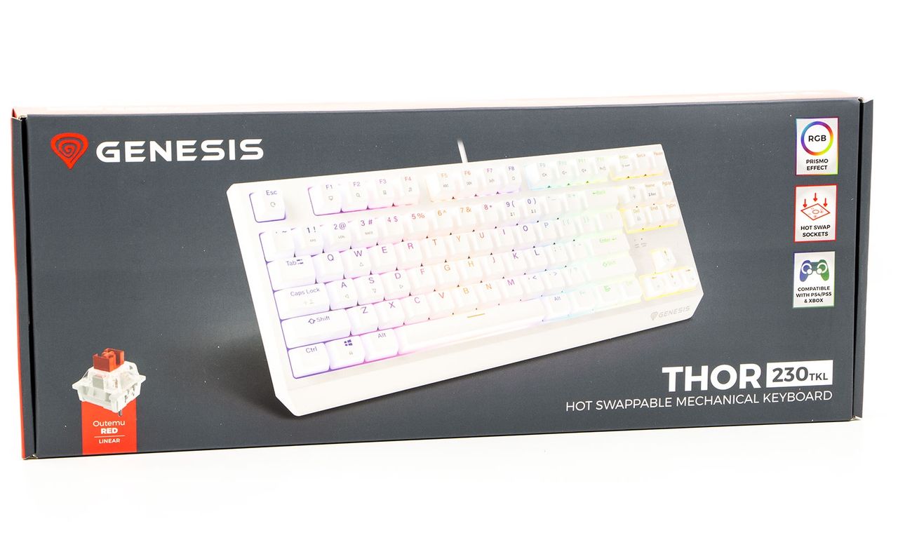 Genesis Thor 230 TKL - biała z Outemu Red
