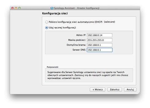 Synology DS212J - instalacja