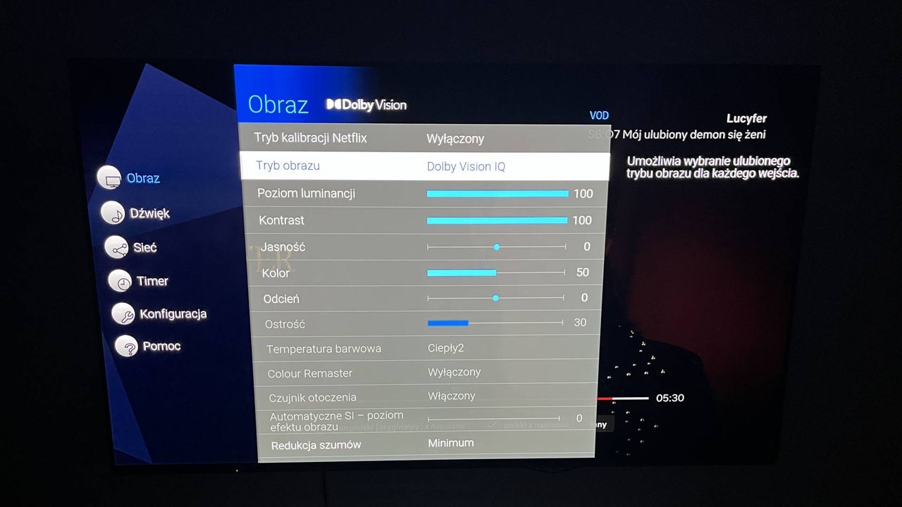 Panasonic TX-65JZ1500 - menu ustawień obrazu 1