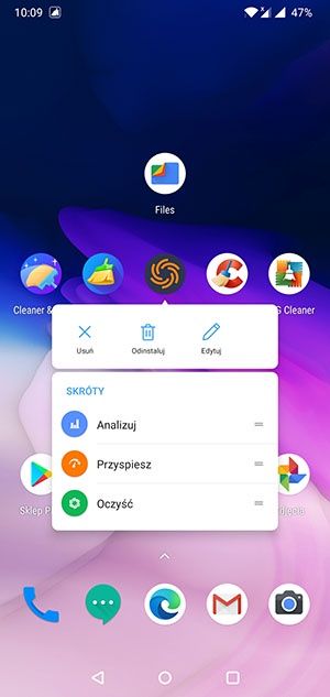 2 menu aplikacji Android