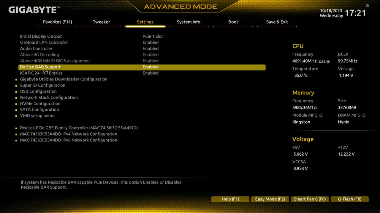 X-Kom G4M3R Hero - Bios ReBar