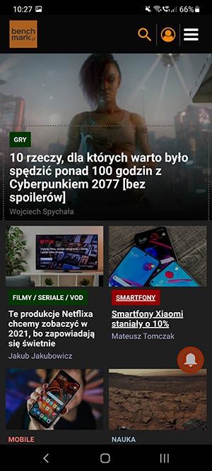 benchmark.pl ciemny motyw Samsung