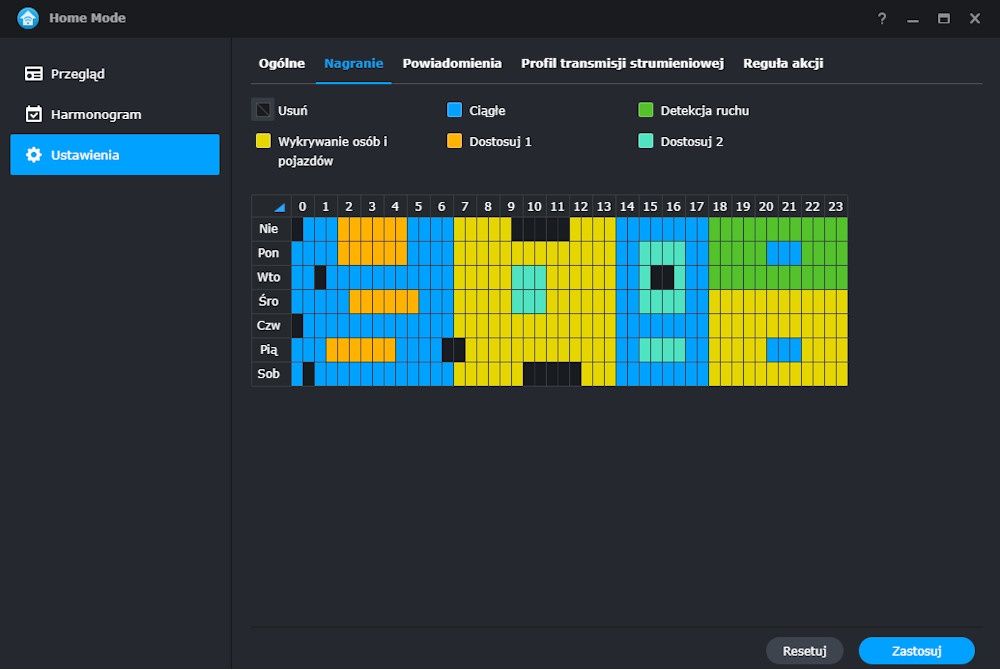 Synology CC400W - ustawienia trybu Home Mode 3