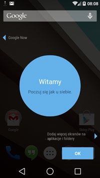 Android L - ekran powitalny