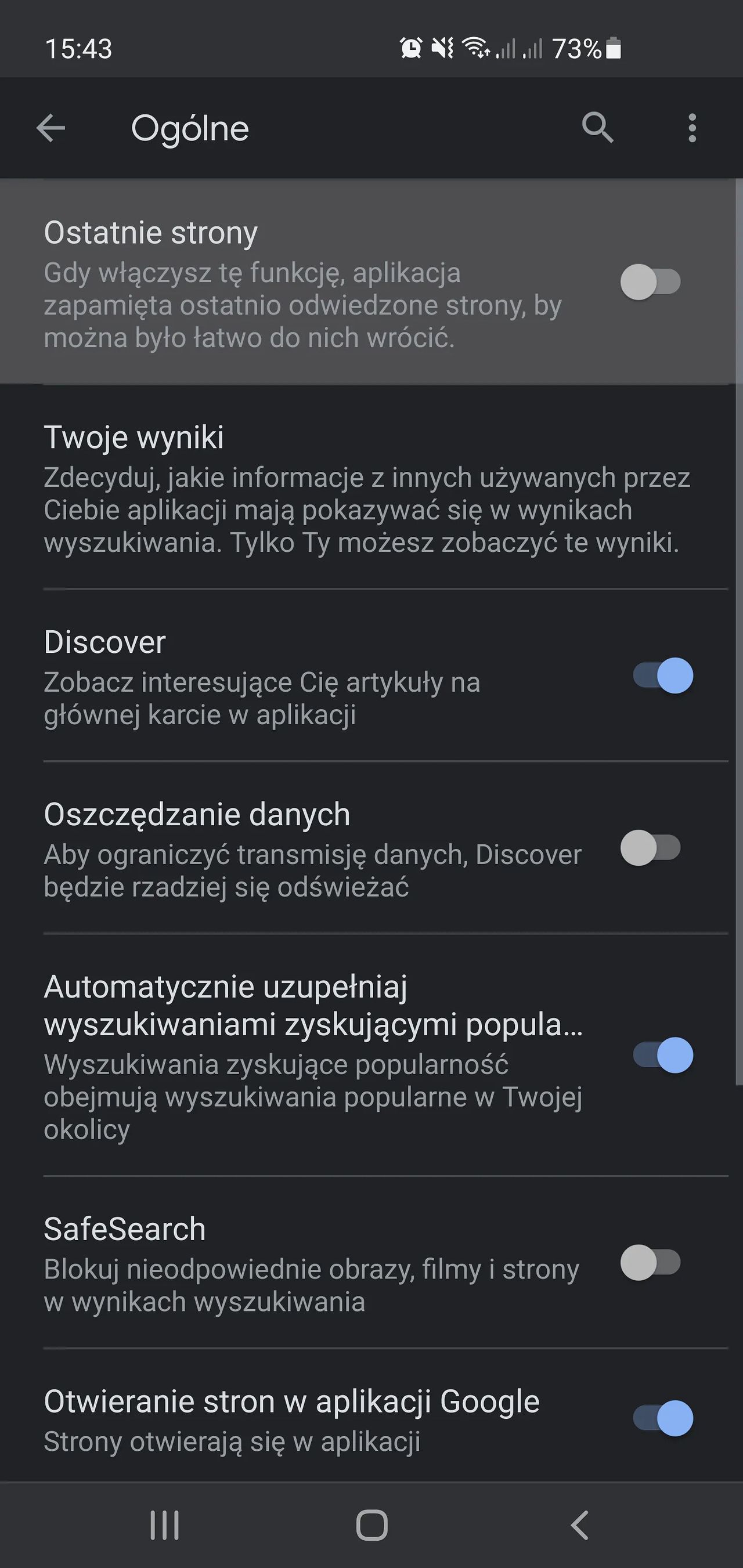 Android: ustawienia prywatności Google