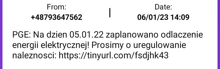 Oszustwo PGE SMS