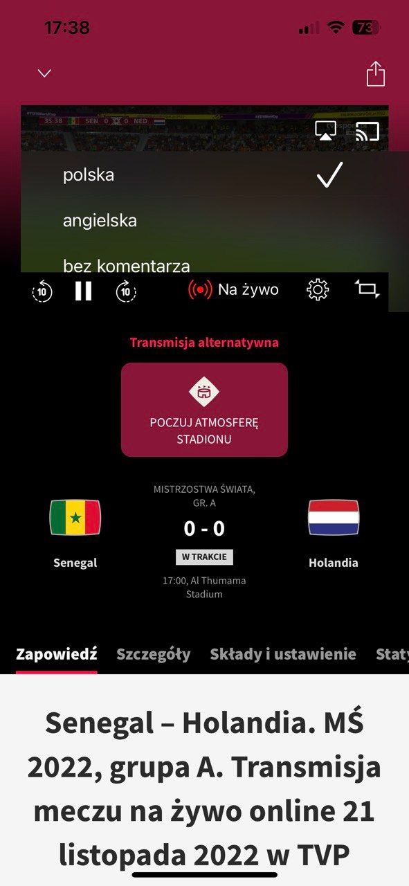 TVP Sport wyciszanie komentarza