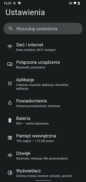 LineageOS 19 ustawienia systemu