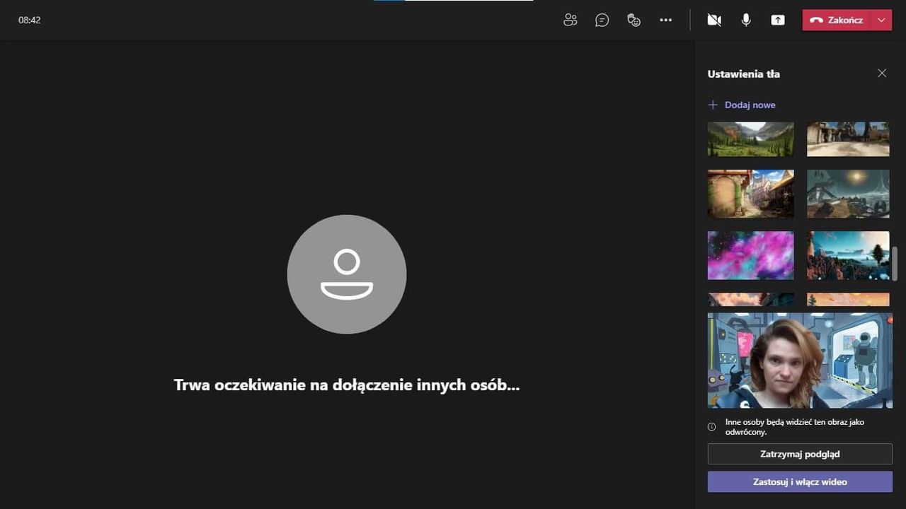 MS Teams - ustaw własne tlo