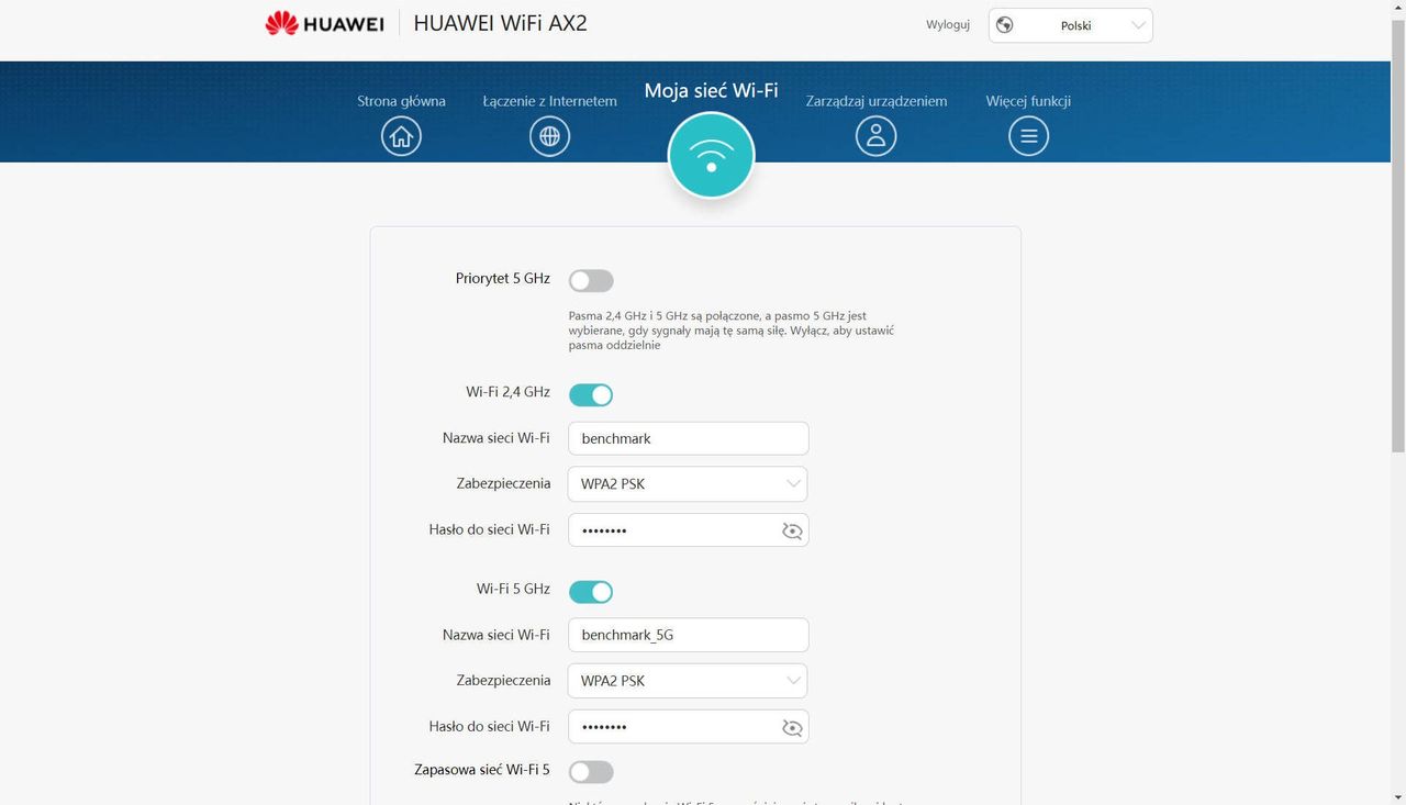 Huawei WiFi AX2 - ustawienia wi-fi