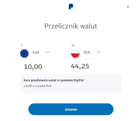kurs euro PayPal