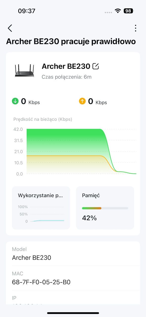 TP-Link Archer BE230 - aplikacja Tether - ustawienai podstawowe 3