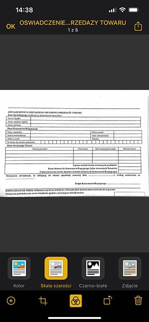 skanowanie aparatem do PDF w iPhone