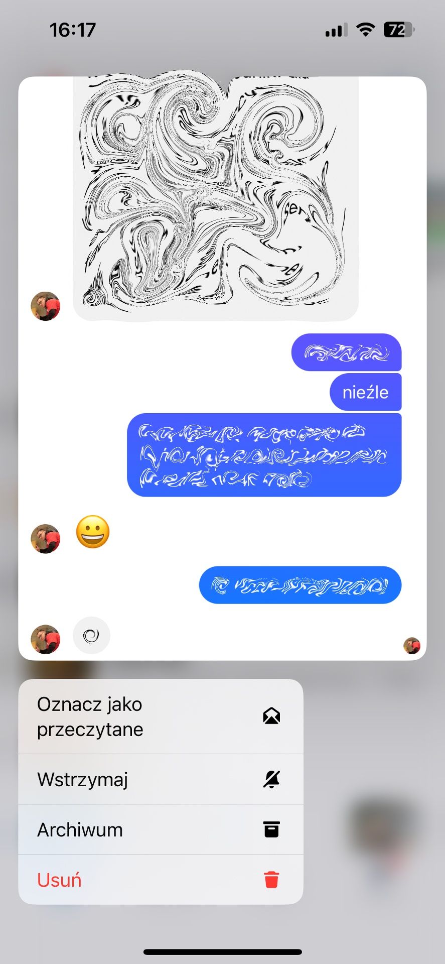 Messenger - wiadomość bez wyświetlania