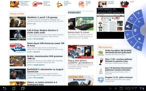 sterowanie przeglądarką za pomocą kciuka