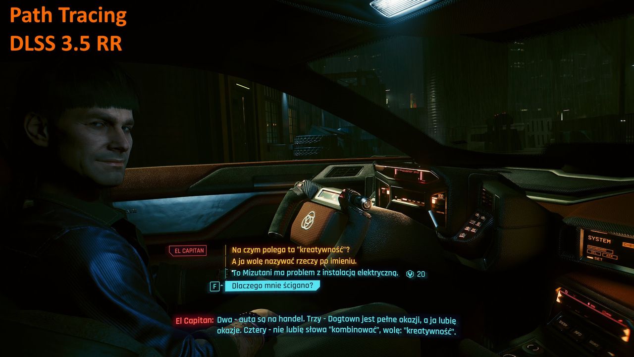 Cyberpunk 2077 2.0 - porównanie nr 1 - Path Tracing + DLSS RR