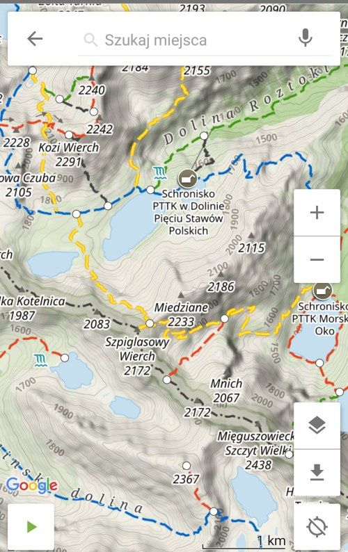 dolina pieciu stawow mapa turystyczna