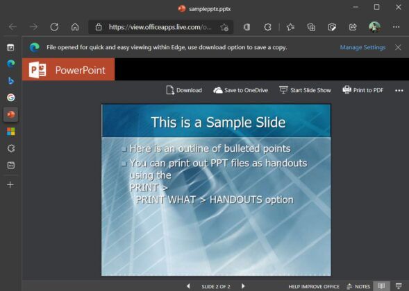 Microsoft Edge Office Viewer - PowerPoint