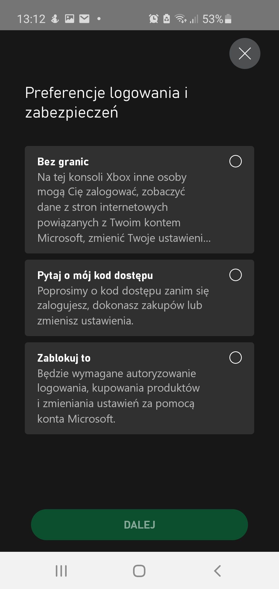 Xbox Series X - preferencje logowania