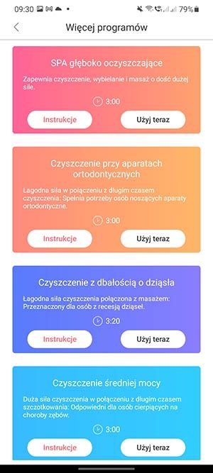 Oclean programy mycia zębów