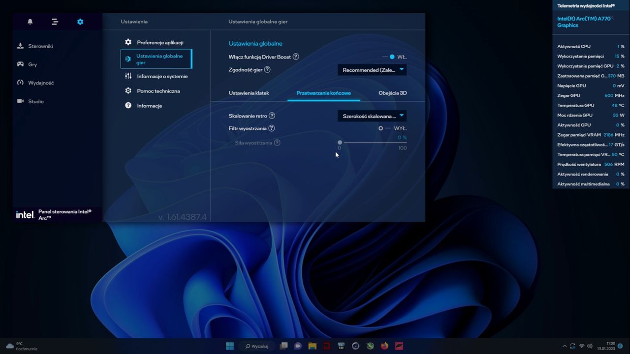Intel ARC A770 Limitet Edition - ustawienia zaawansowane panelu sterowania nr 2