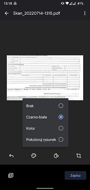 skanowanie dokumentów Dysku Google