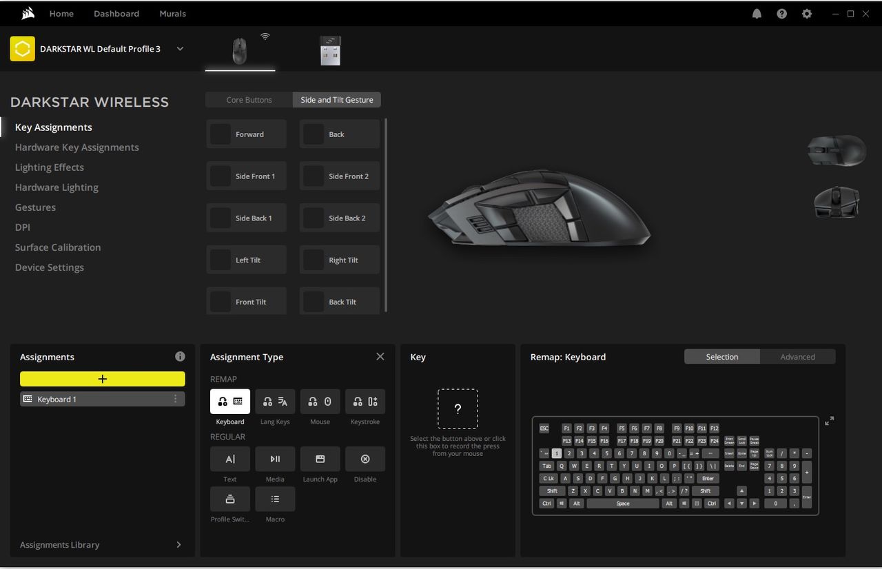 Corsair Darkstar Wireless - przypisywanie funkcji pod przyciski
