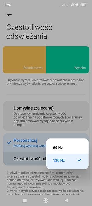 odświeżanie wyświetlacza