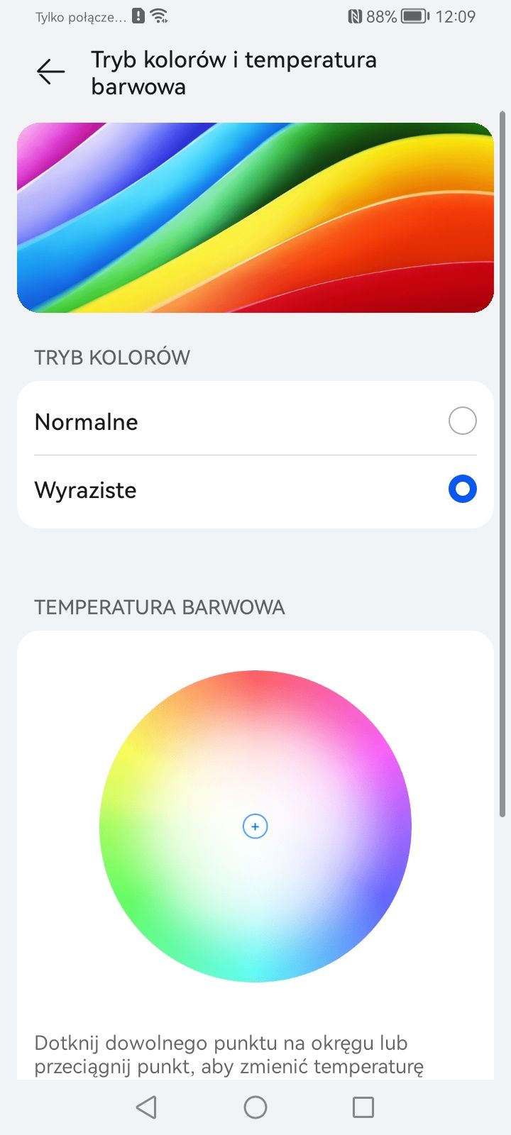 Huawei nova Y70 - ustawienia - kolory ekranu