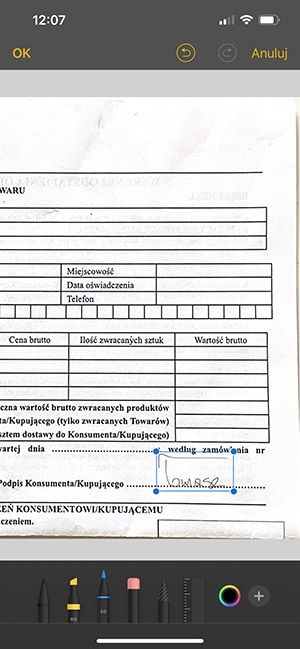 pomniejszony podpis umieść w odpowiednim polu