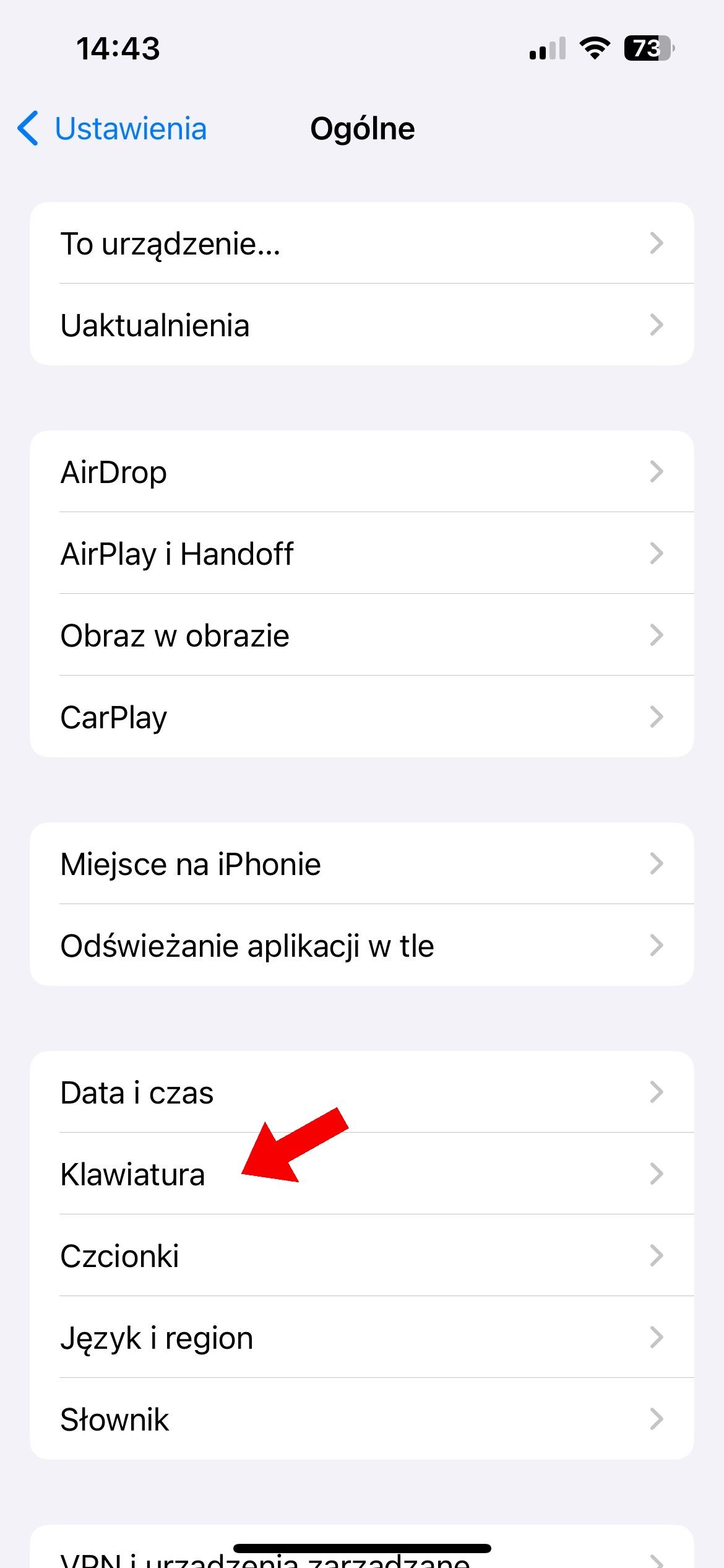 Klawiatura iOS 17