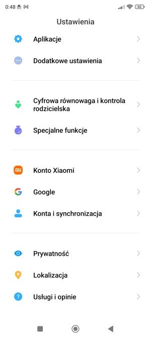 POCO M5 system ustawienia