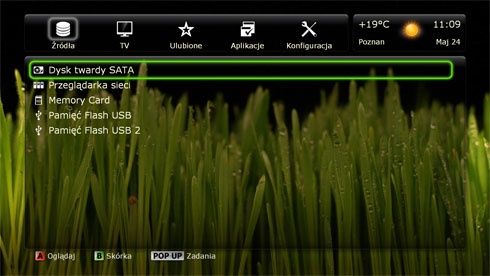 Dune HD TV - menu ekranowe