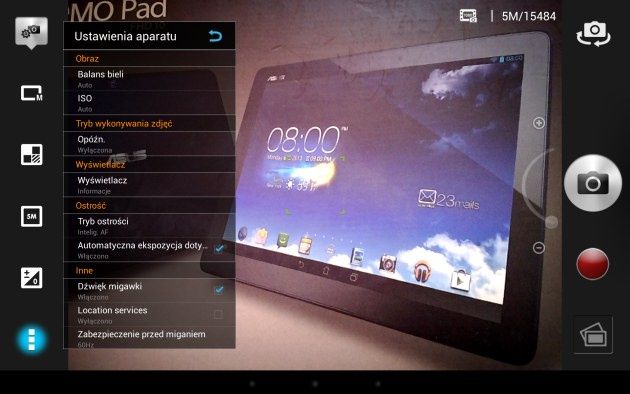 ASUS MeMO Pad FHD 10 ustawienia aparatu