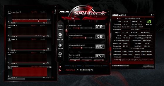 zrzut ekranowy z aplikacji ASUS GPU Tweak