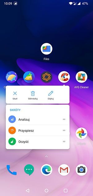 1 menu aplikacji Android