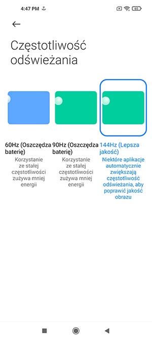 wyświetlacz 144 Hz