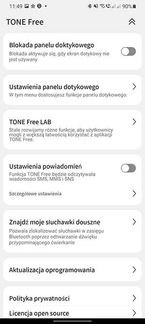 aplikacja na telefon LG Tone